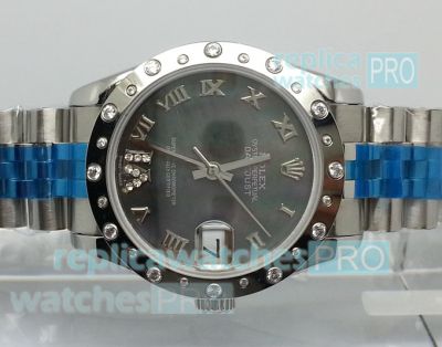 Best Quality Replica Rolex Datejust Gray Roman Dial SS Case Watch